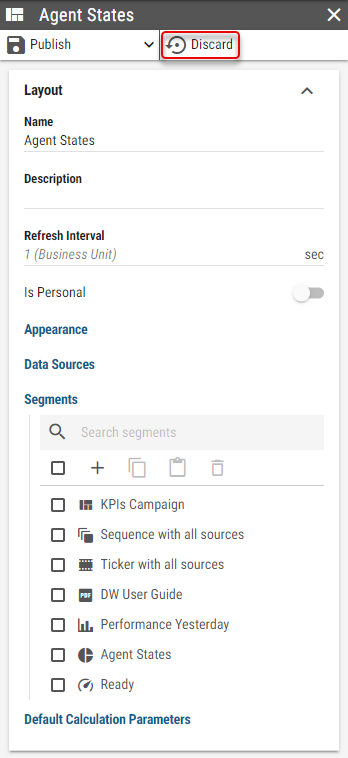 Publishing/Discarding Changes — 2Ring Dashboards & Wallboards Documentation